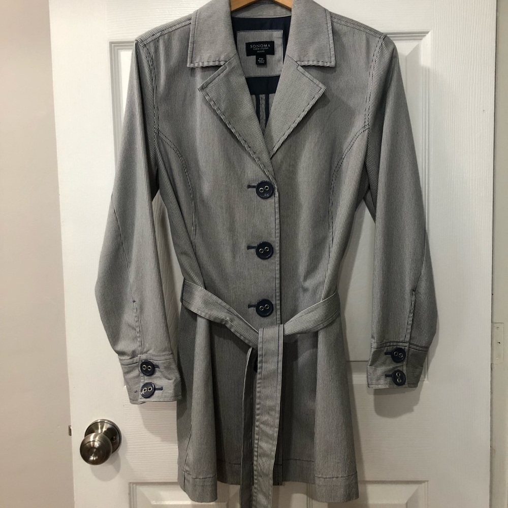 Ladies Striped Belted Jacket - Picture 1 of 5